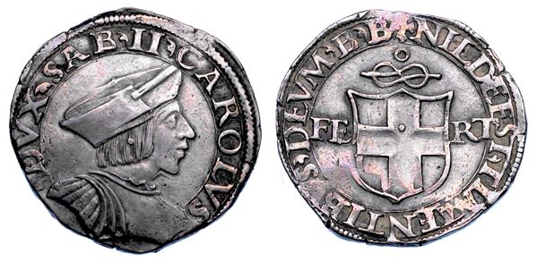 DUCATO DI SAVOIA. CARLO II Il Buono, 1504-1553. Testone. II tipo.