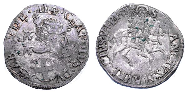 DUCATO DI SAVOIA. CARLO II Il Buono, 1504-1553. Da 5 grossi o Cornuto Debole. II tipo.