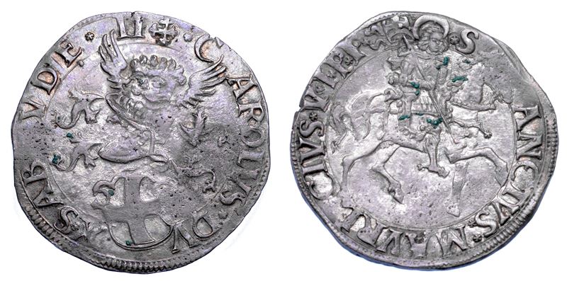DUCATO DI SAVOIA. CARLO II Il Buono, 1504-1553. Da 5 grossi o Cornuto Debole. II tipo.  - Auction Numismatics - Cambi Casa d'Aste