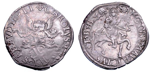 DUCATO DI SAVOIA. CARLO II Il Buono, 1504-1553. Da 5 grossi o Cornuto Debole. I tipo.