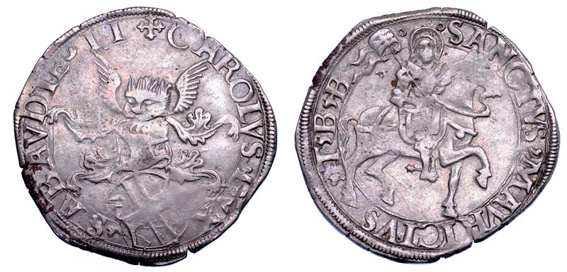 DUCATO DI SAVOIA. CARLO II Il Buono, 1504-1553. Da 5 grossi o Cornuto Debole. I tipo.  - Auction Numismatics - Cambi Casa d'Aste