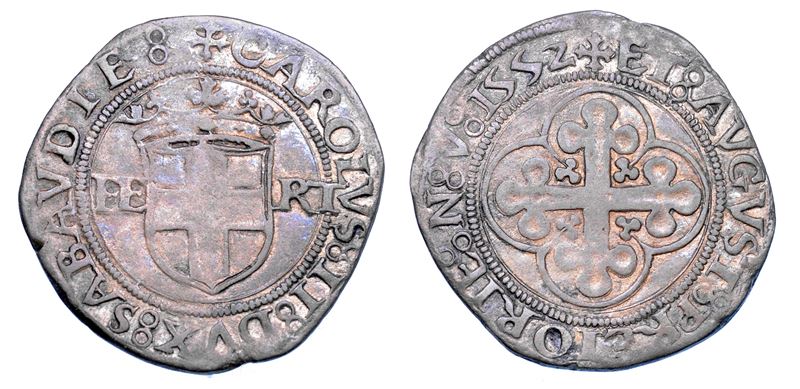 DUCATO DI SAVOIA. CARLO II Il Buono, 1504-1553. Da 4 grossi II tipo 1552.  - Auction Numismatics - Cambi Casa d'Aste
