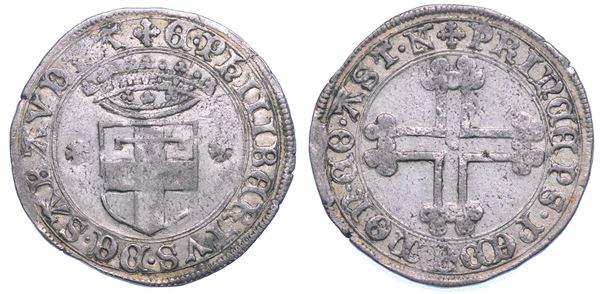 DUCATO DI SAVOIA. EMANUELE FILIBERTO Testa di ferro,  1538-1580. I Periodo come Conte di Asti, 1538-1559. Da 2 grossi
