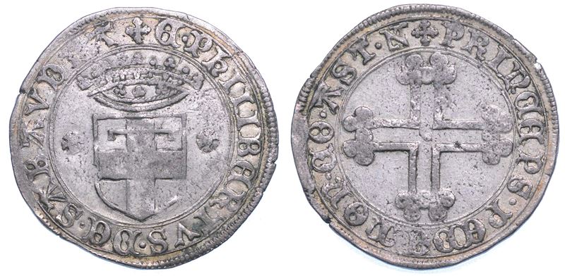 DUCATO DI SAVOIA. EMANUELE FILIBERTO Testa di ferro,  1538-1580. I Periodo come Conte di Asti, 1538-1559. Da 2 grossi  - Asta Numismatica - Cambi Casa d'Aste