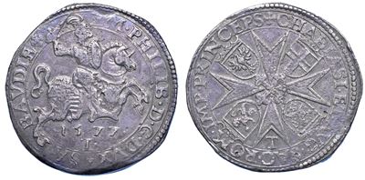Emanuele Filiberto, Testa di ferro, Tallero 1577, Torino