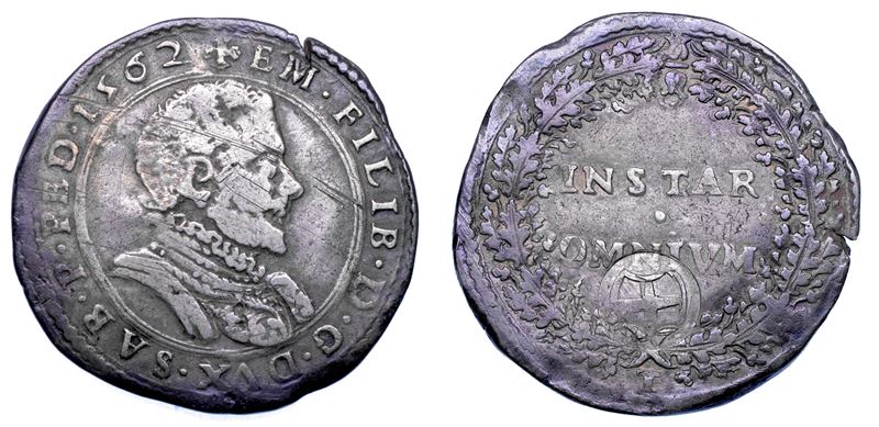 DUCATO DI SAVOIA. EMANUELE FILIBERTO Testa di ferro,  1538-1580. II Periodo Duca, 1559-1580. Lira 1562.  - Asta Numismatica - Cambi Casa d'Aste
