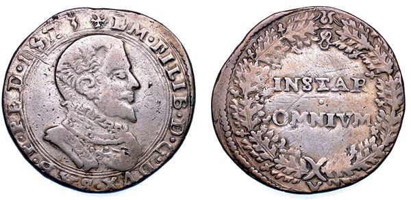 DUCATO DI SAVOIA. EMANUELE FILIBERTO Testa di ferro,  1538-1580. II Periodo Duca, 1559-1580. Lira 1573.
