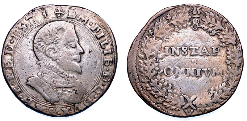 DUCATO DI SAVOIA. EMANUELE FILIBERTO Testa di ferro,  1538-1580. II Periodo Duca, 1559-1580. Lira 1573.  - Asta Numismatica - Cambi Casa d'Aste