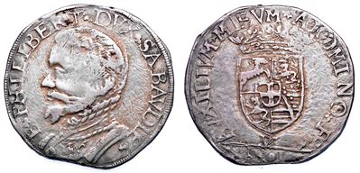 DUCATO DI SAVOIA, Emanuele Filiberto, Testa di ferro, 1559-1580, Testone 1561, II Periodo Duca