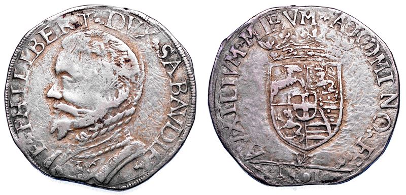 DUCATO DI SAVOIA. EMANUELE FILIBERTO Testa di ferro,  1538-1580. II Periodo Duca, 1559-1580. Testone 1561. I tipo.  - Auction Numismatics - Cambi Casa d'Aste