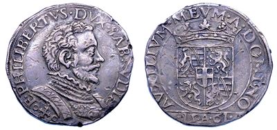 Emanuele Filiberto, Testa di ferro - Ducato di Savoia, 1538-1580, Testone 1561, III tipo