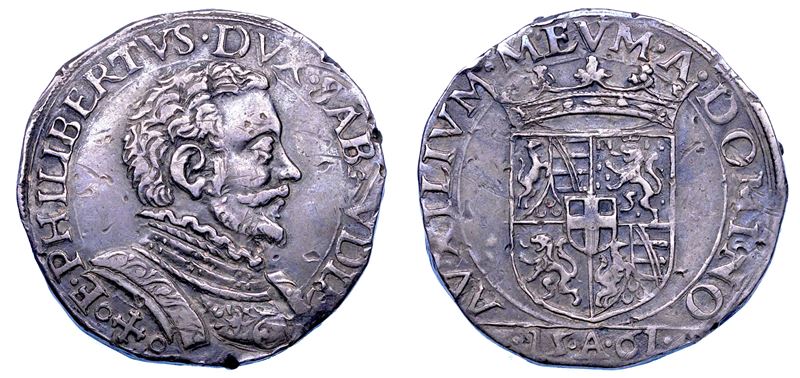 DUCATO DI SAVOIA. EMANUELE FILIBERTO Testa di ferro,  1538-1580. II Periodo Duca, 1559-1580. Testone 1561. III tipo.  - Asta Numismatica - Cambi Casa d'Aste