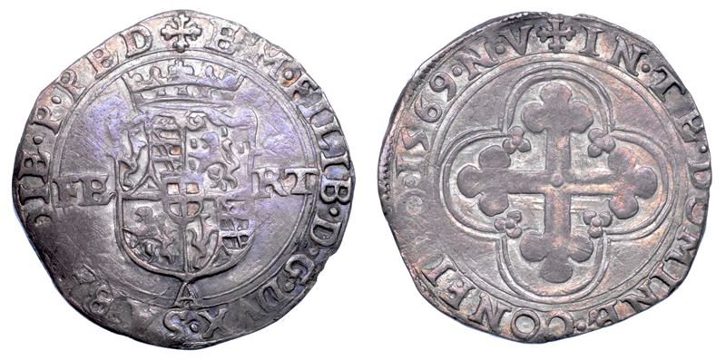 DUCATO DI SAVOIA. EMANUELE FILIBERTO Testa di ferro,  1538-1580. II Periodo Duca, 1559-1580. Bianco o 4 soldi 1569. II tipo.  - Asta Numismatica - Cambi Casa d'Aste