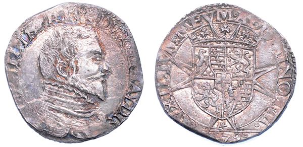 DUCATO DI SAVOIA. EMANUELE FILIBERTO Testa di ferro,  1538-1580. II Periodo Duca, 1559-1580. Testone 1579. V tipo.