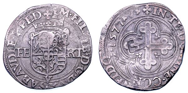 DUCATO DI SAVOIA. EMANUELE FILIBERTO Testa di ferro,  1538-1580. II Periodo Duca, 1559-1580. Bianco o 4 soldi 1577. II tipo.