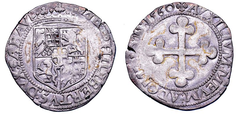 DUCATO DI SAVOIA. EMANUELE FILIBERTO Testa di ferro,  1538-1580. II Periodo Duca, 1559-1580. Da 3 grossi 1560. III tipo.  - Asta Numismatica - Cambi Casa d'Aste