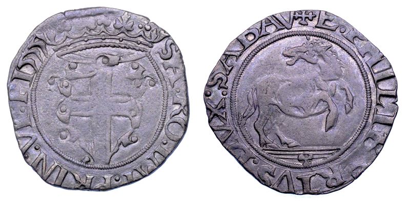DUCATO DI SAVOIA. EMANUELE FILIBERTO Testa di ferro,  1538-1580. II Periodo Duca, 1559-1580. Cavallotto 1555.  - Asta Numismatica - Cambi Casa d'Aste