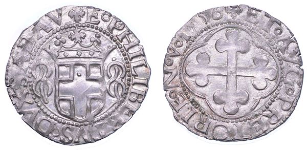 DUCATO DI SAVOIA. EMANUELE FILIBERTO Testa di ferro,  1538-1580. II Periodo Duca, 1559-1580. Grosso 1556. I tipo.