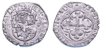 EMANUELE FILIBERTO DI SAVOIA, Testa di ferro, 1538-1580, Soldo 1571, II tipo