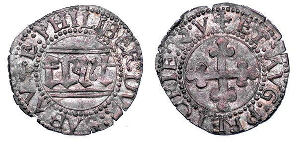 DUCATO DI SAVOIA. EMANUELE FILIBERTO Testa di ferro,  1538-1580. II Periodo Duca, 1559-1580. Quarto di grosso. II tipo.