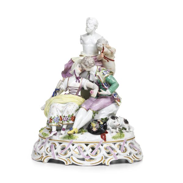 Raro gruppo galante Meissen, 1760 circa 