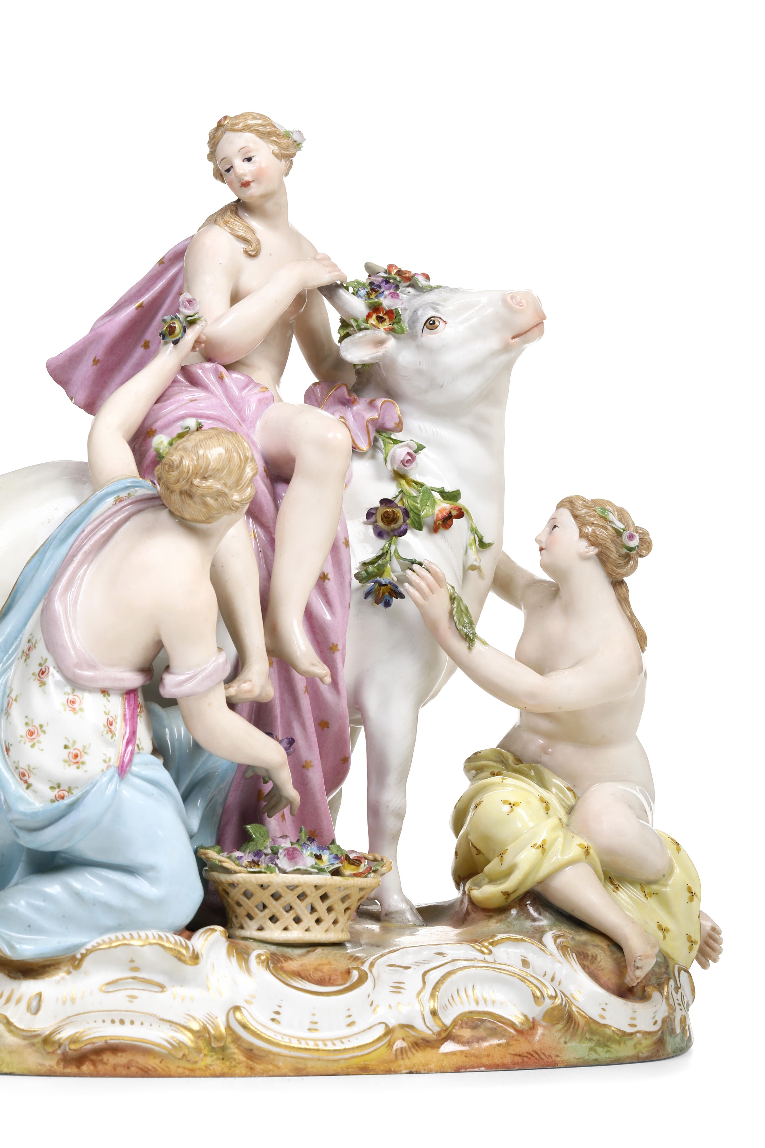Meissen, Gruppo “Ratto d’Europa” in porcellana, fine  XIX - inizio XX secolo