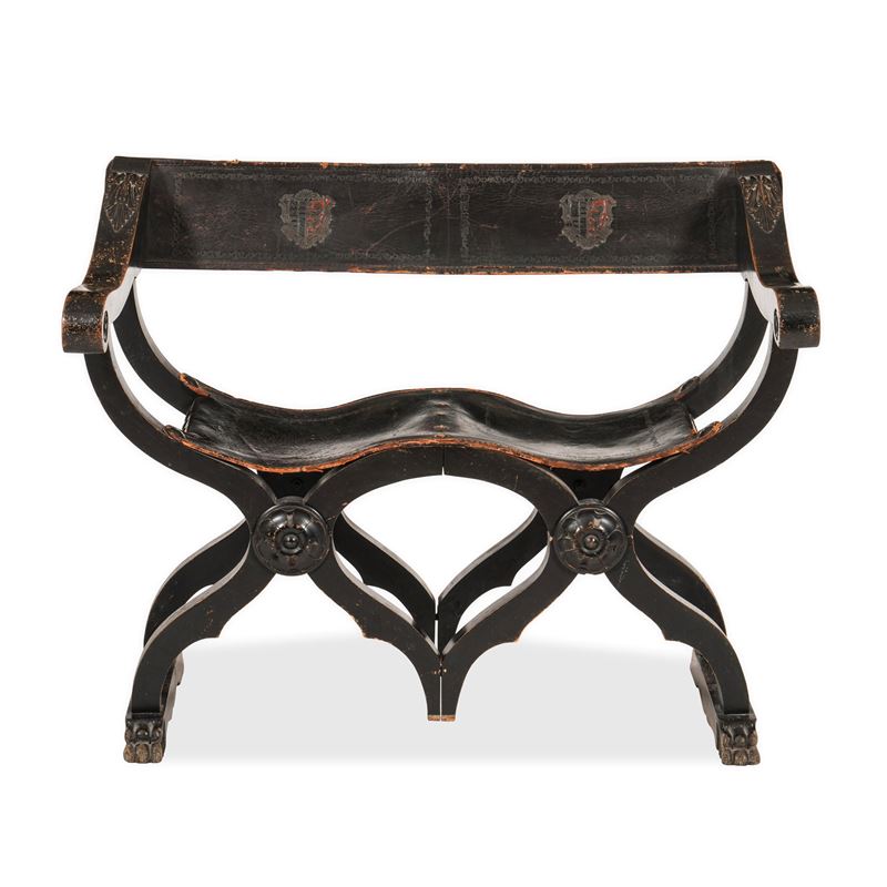 Divanetto tipo "Savonarola". XIX-XX secolo  - Auction Italian Mansions - Cambi Casa d'Aste