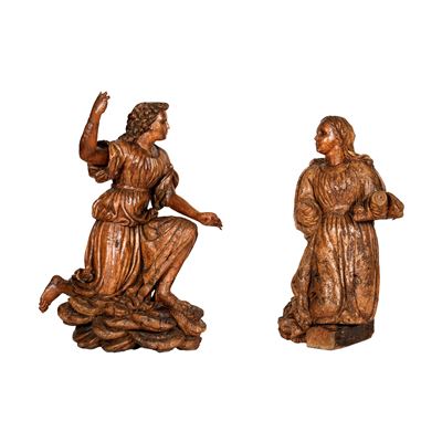 Seguace di Andrea da Saronno, Annunciazione. Arte rinascimentale lombarda (XVI secolo), scultura ...