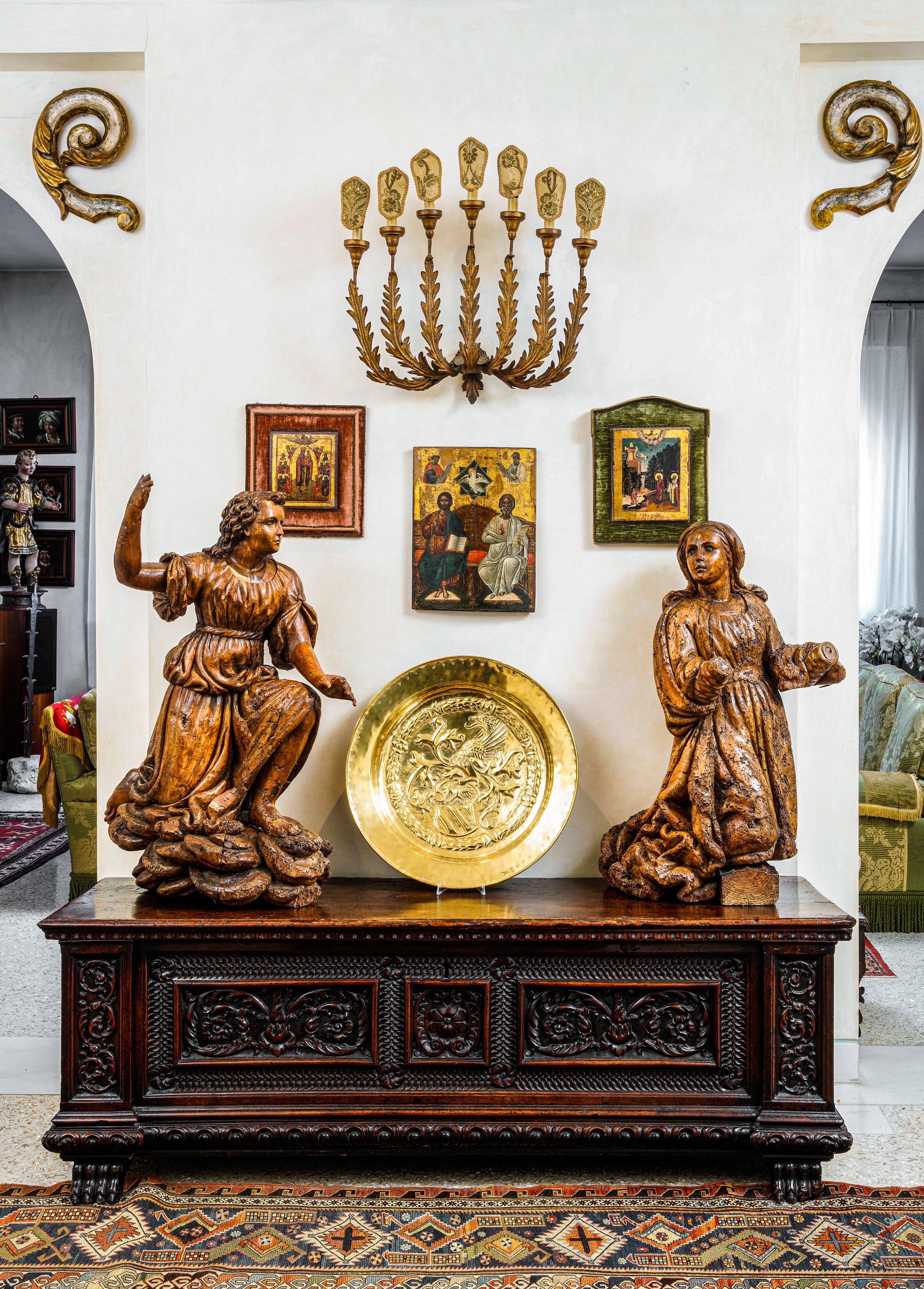 Seguace di Andrea da Saronno, Annunciazione. Arte rinascimentale lombarda (XVI secolo), scultura ...