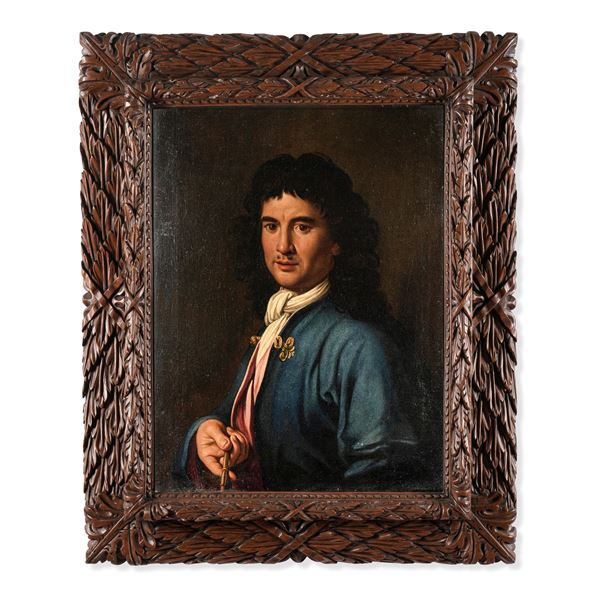 Scuola lombarda del XVIII secolo Ritratto di gentiluomo con giubba azzurra