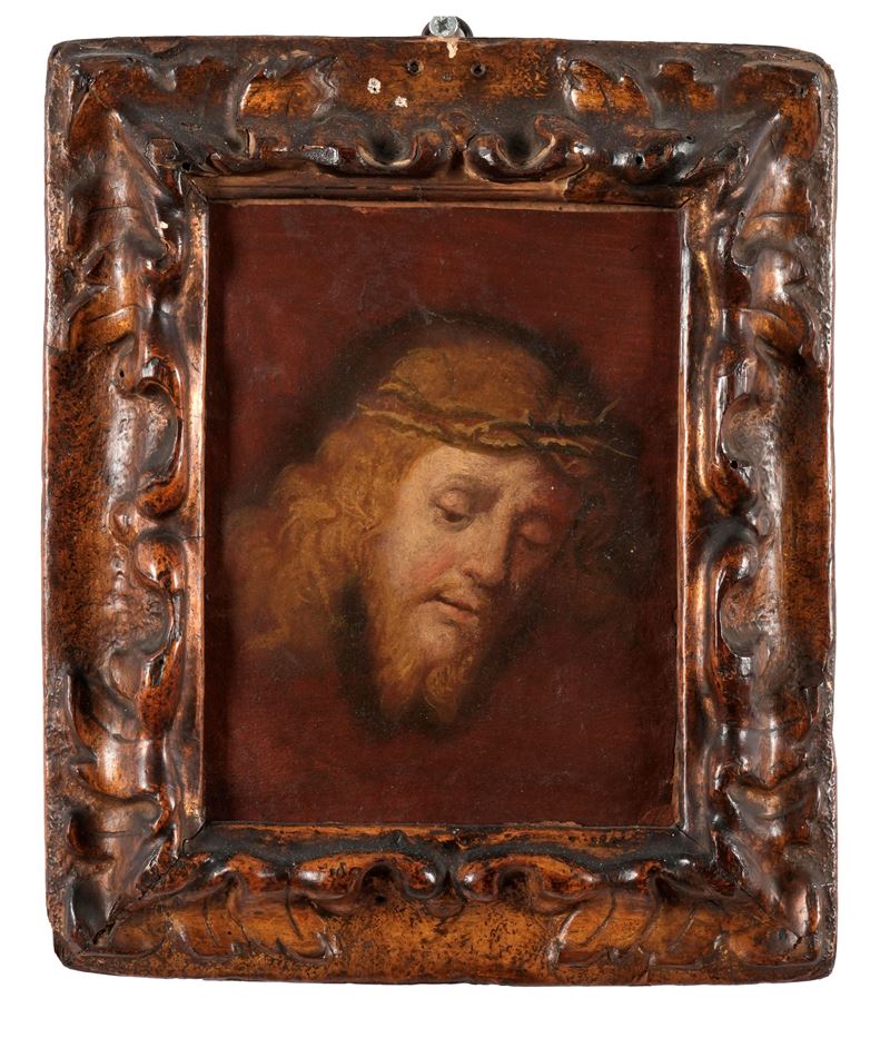 Scuola del XVIII secolo Volto di Cristo  - olio su carta - Auction Italian Mansions - Cambi Casa d'Aste