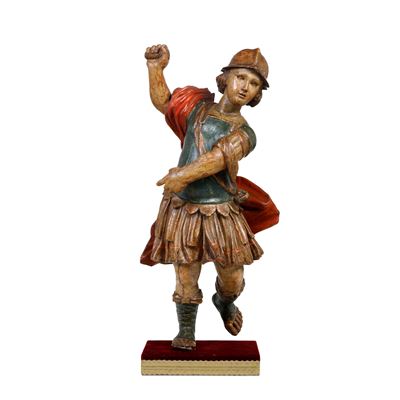 Arte barocca italiana, Santo guerriero, scultura in legno policromo laccato e dorato (XVII-XVIII ...