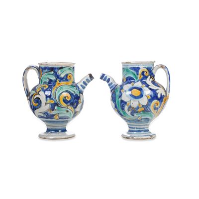 Caltagirone, Coppia di orcioli, maiolica policroma (XVIII secolo)