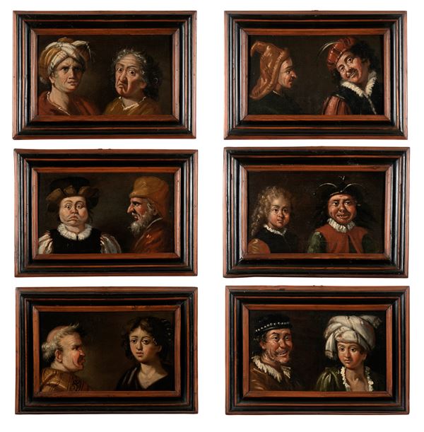 Scuola del XVIII secolo Ritratti grotteschi