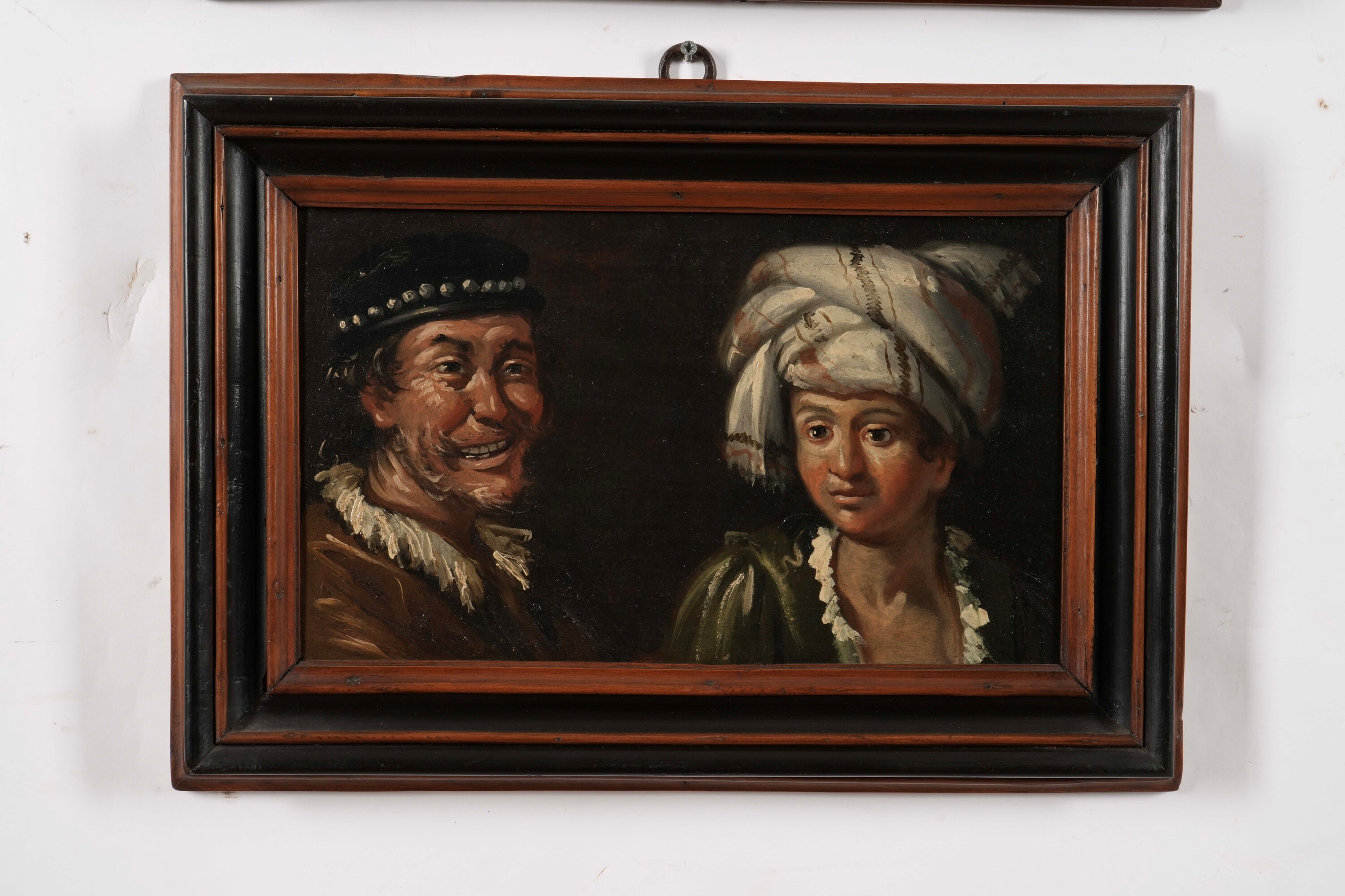 Scuola del XVIII secolo, Ritratti grotteschi (serie di sei dipinti), olio su tavoletta