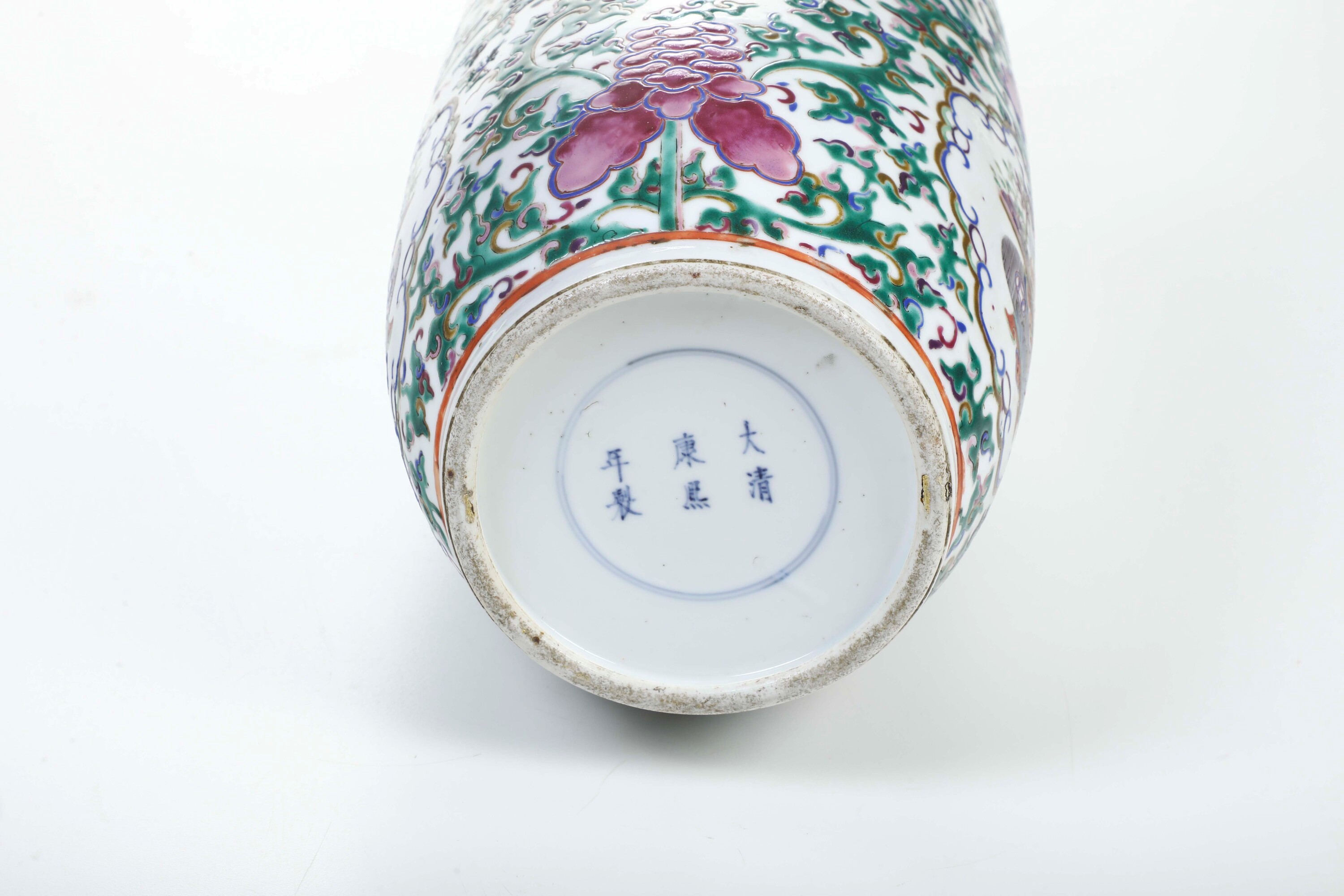 Vaso in Porcellana Famiglia Verde a Motivi Naturalistici, Cina, XX Secolo