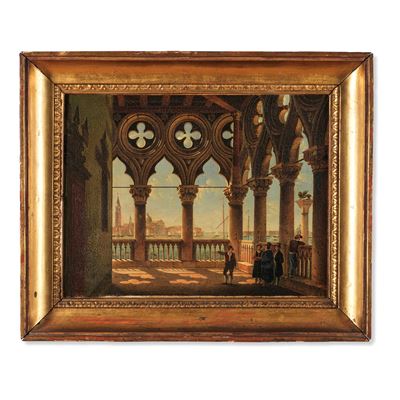 Scuola del XIX secolo, Palazzo Ducale a Venezia, olio su tela