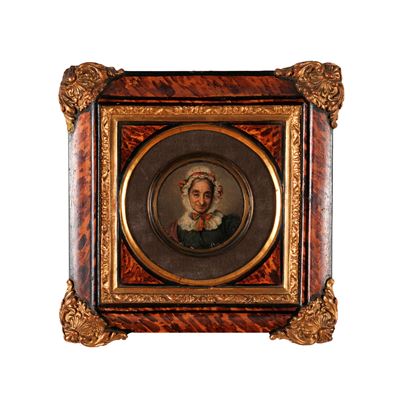 Pittore del XIX secolo, Ritratto della Contessa Anastasia Spini, olio su tela applicato su tavole...