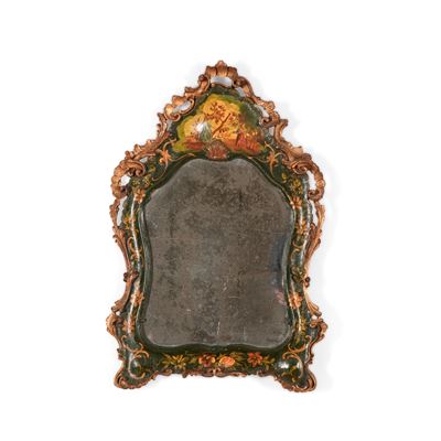 Piccola specchiera sagomata, laccata policroma, Venezia, XVIII secolo