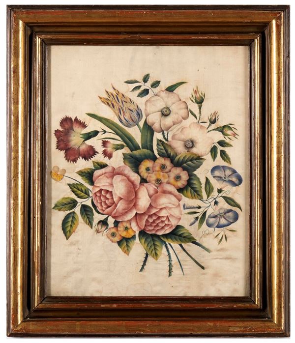 Ricamo floreale in cornice
