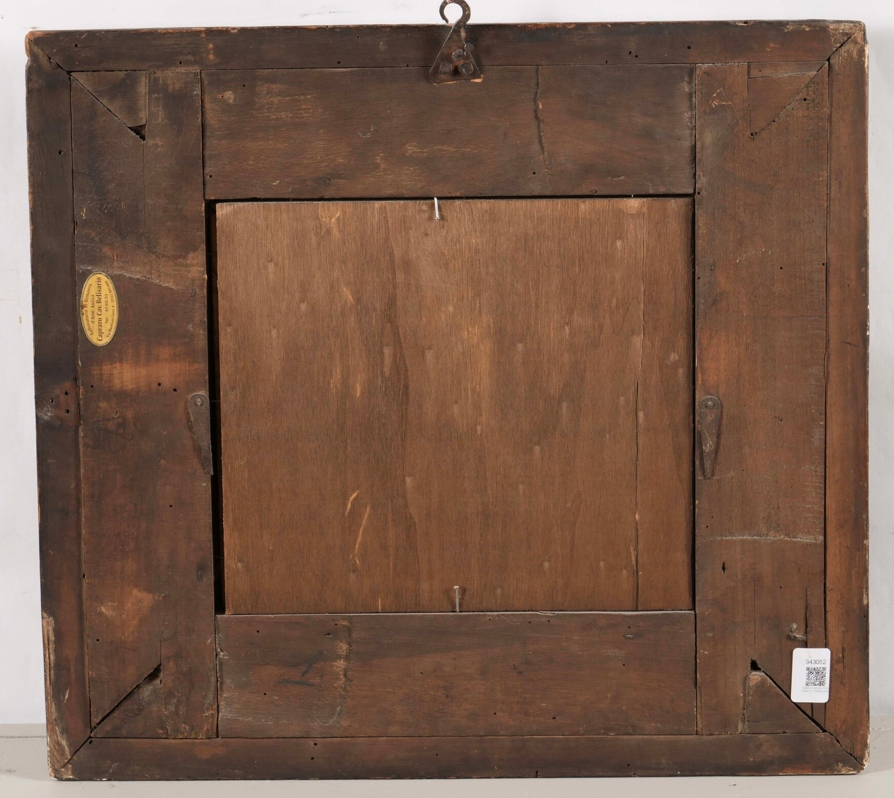 Toscana, Cornice a cassetta in legno ebanizzato con racemi dorati (disegno con Dio Padre), XVII s...