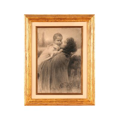 Madre con Bambino, matita su carta