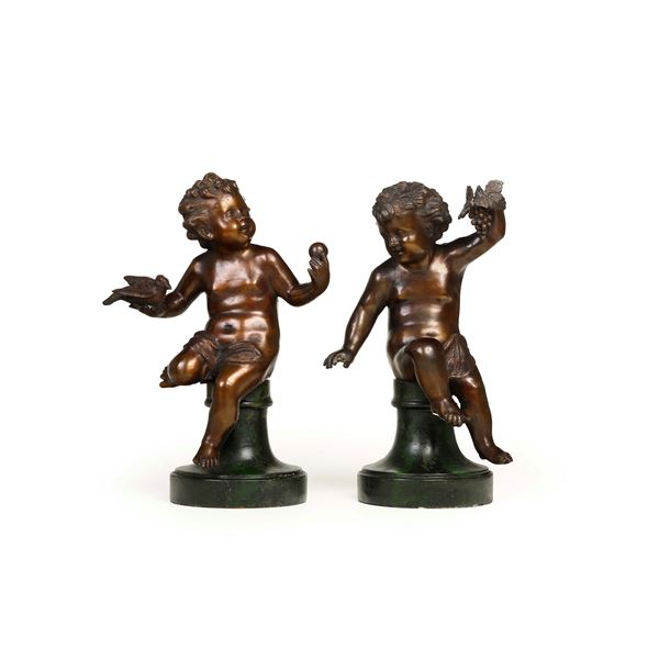 Coppia di putti allegorici. Arte del XVIII secolo