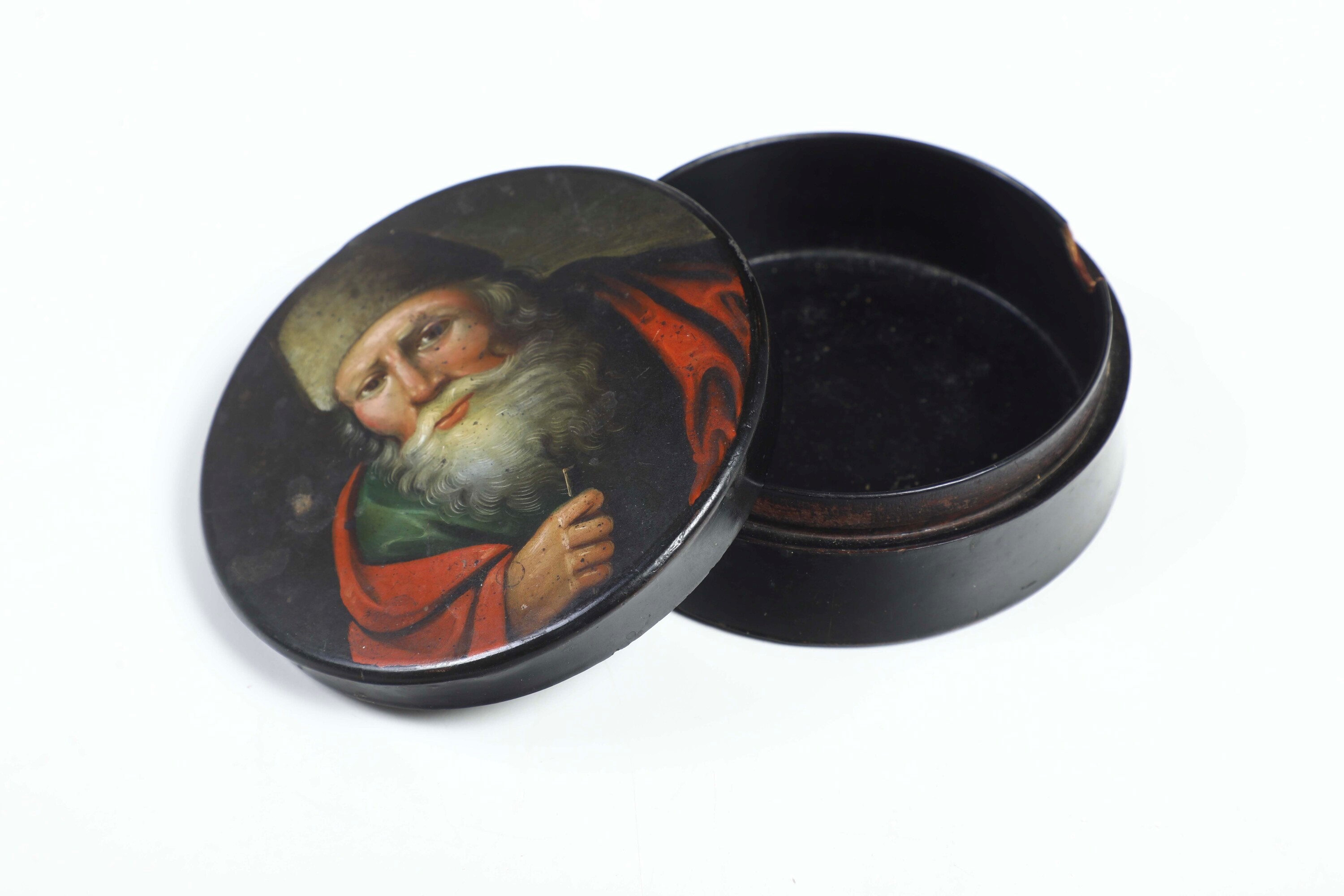 Scatola in Legno Ebanizzato con Coperchio Dipinto