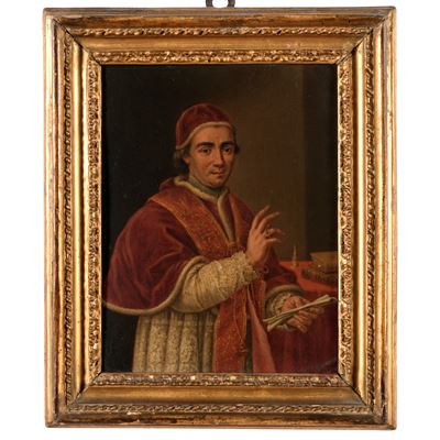 Scuola romana del XVIII secolo, Ritratto di Clemente XIV, olio su rame