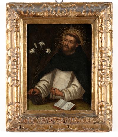 Scuola del XVII secolo, San Domenico, olio su rame