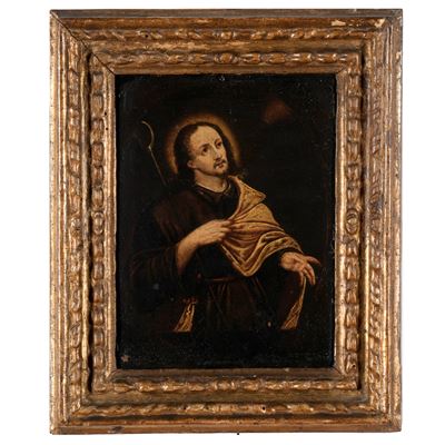 Scuola del XVII secolo, San Rocco, olio su rame