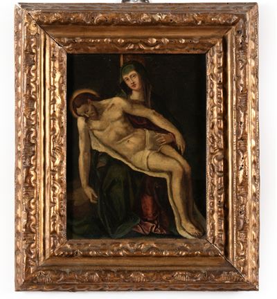 Scuola del XVII-XVIII secolo, Pietà, olio su rame