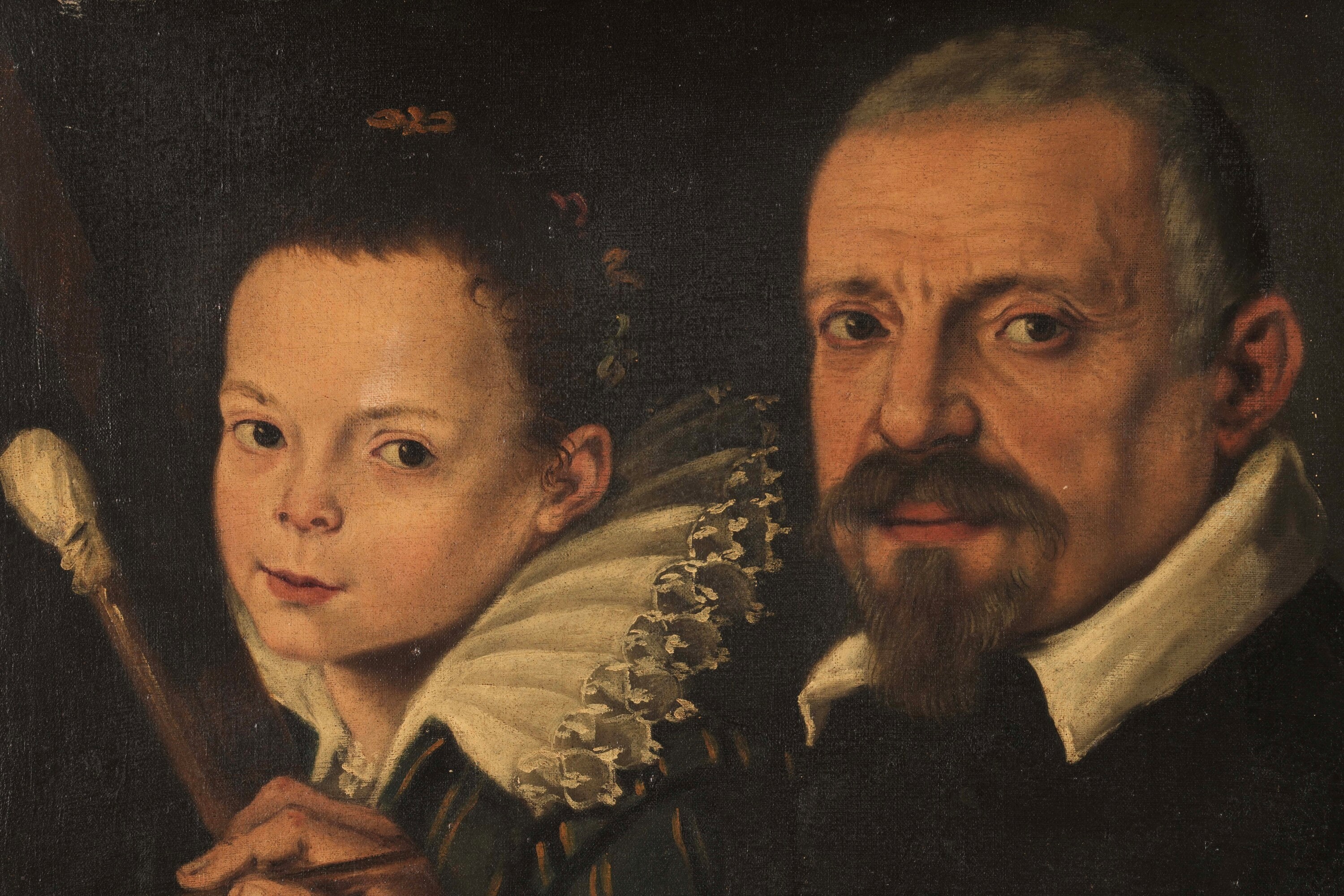 Scuola del XVII secolo, Autoritratto del pittore nel suo studio, olio su tela