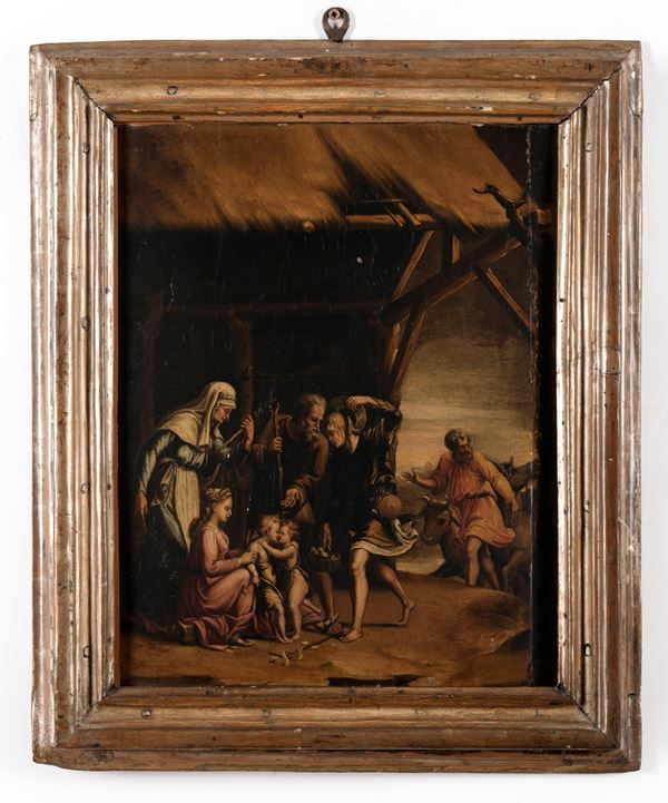 Scuola mantovana del XVI secolo Sacra Famiglia con Sant’Anna e San Giovannino